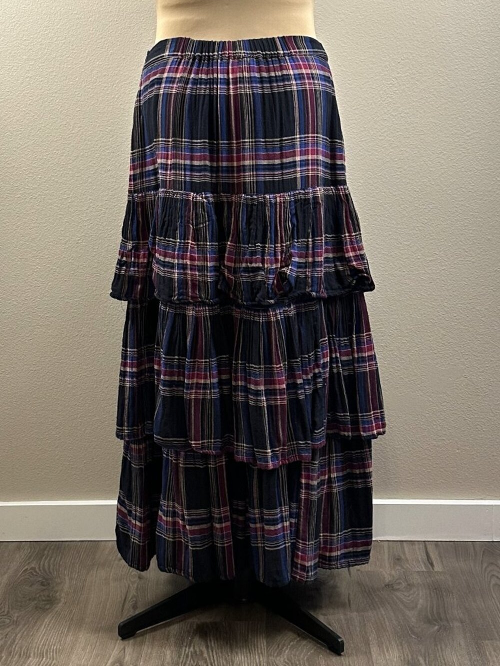 Sundance Plaid Tiered Maxi Skirt - Picture 2 of 5